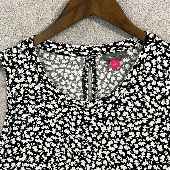 NEW Vince Camuto Womens L Printed Split-Back Key Rich Black Small Floral Multi - Picture 7 of 10